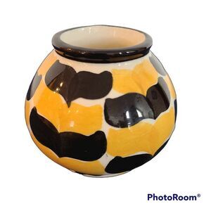 Bavarian Pottery Ceramic Pot Hand Painted Underglazed Signed 134/150 Chevron